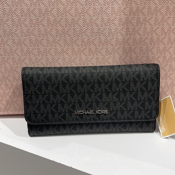 MICHAEL KORS JET SET TRV LARGE TRIFOLD BLACK - Picture 2 of 16